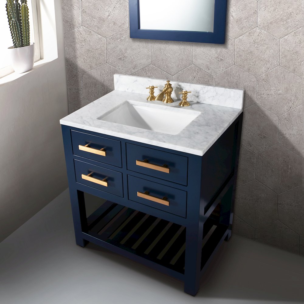 Madalyn 30 In. Single Sink Carrara White Marble Countertop Bath Vanity. Picture 4