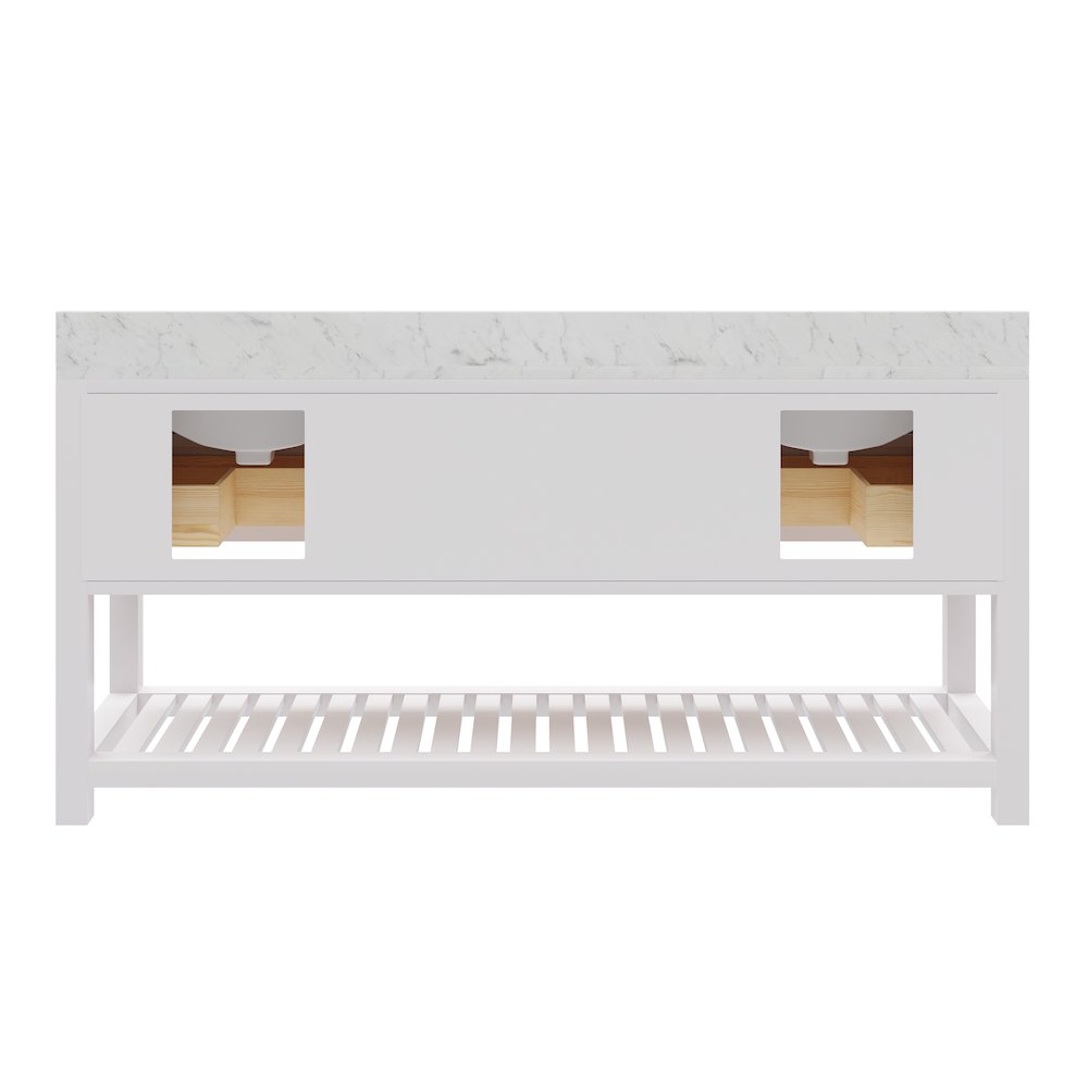 Madalyn 72 In. Double Sink Carrara White Marble Countertop Bath Vanity. Picture 6