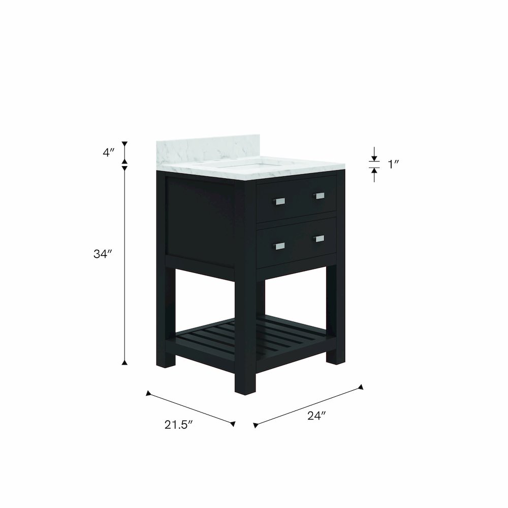 Madalyn 24 In. Single Sink Carrara White Marble Countertop Bath Vanity. Picture 7