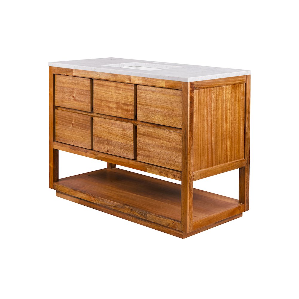 Oakman 48 In. Single Sink Carrara White Marble Countertop Bath Vanity. Picture 6