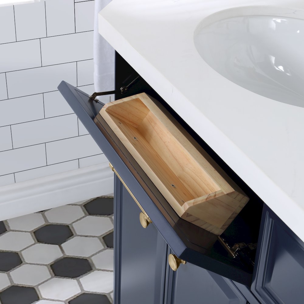 Palace 72 In. Double Sink Carrara Quartz Countertop Bath Vanity in Monarch Blue. Picture 8