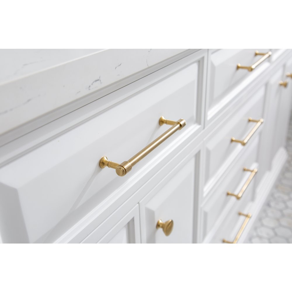 Palace 72 In. Double Sink Carrara Quartz Countertop Bath Vanity in Pure White. Picture 7