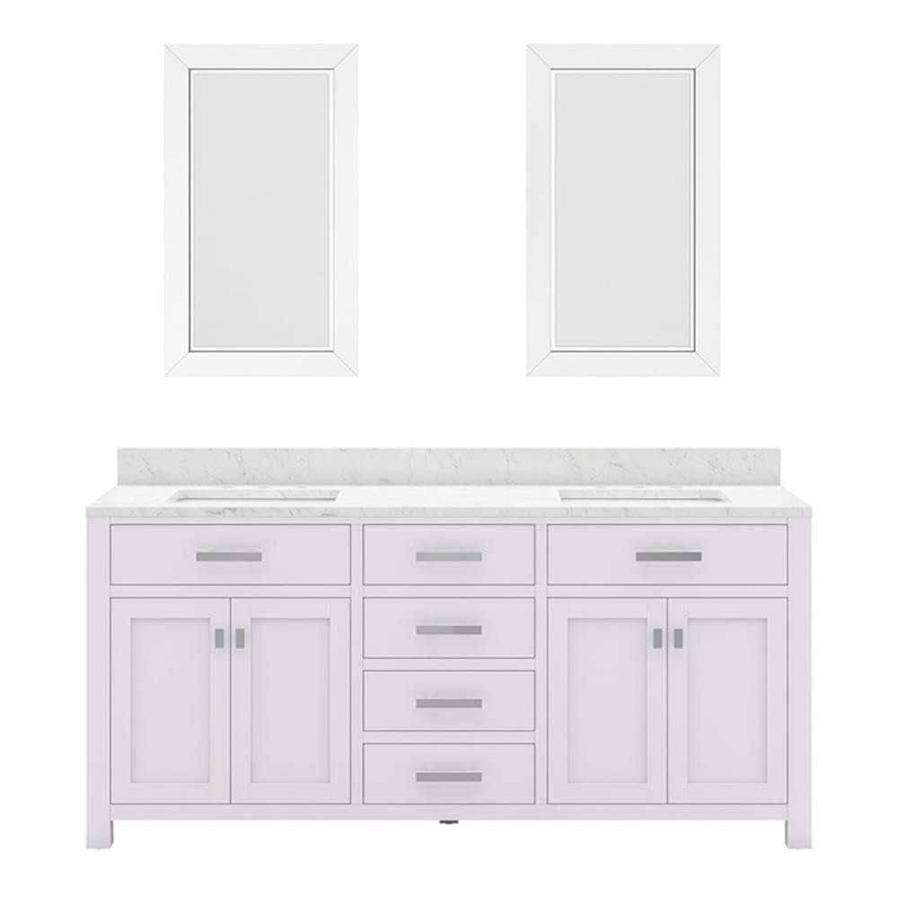 Madison 72 In. Double Sink Carrara White Marble Countertop Bath Vanity. Picture 1