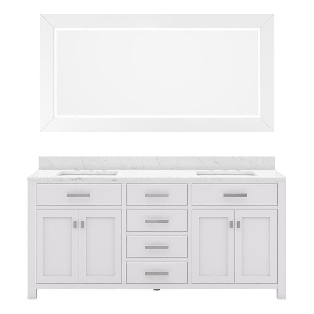 Madison 72 In. Double Sink Carrara White Marble Countertop Bath Vanity. Picture 1