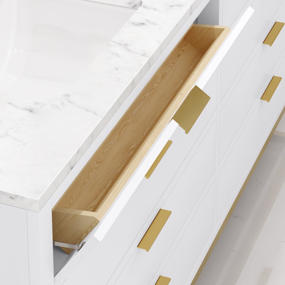 72 In. Double Sink Carrara White Marble Countertop Bath Vanity in Pure White. Picture 5