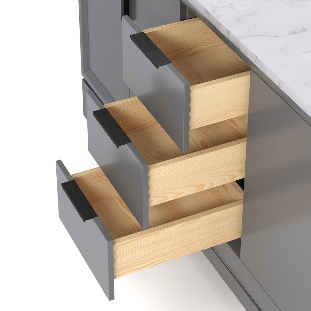 72 In. Double Sink Carrara White Marble Countertop Bath Vanity In Cashmere Grey. Picture 5