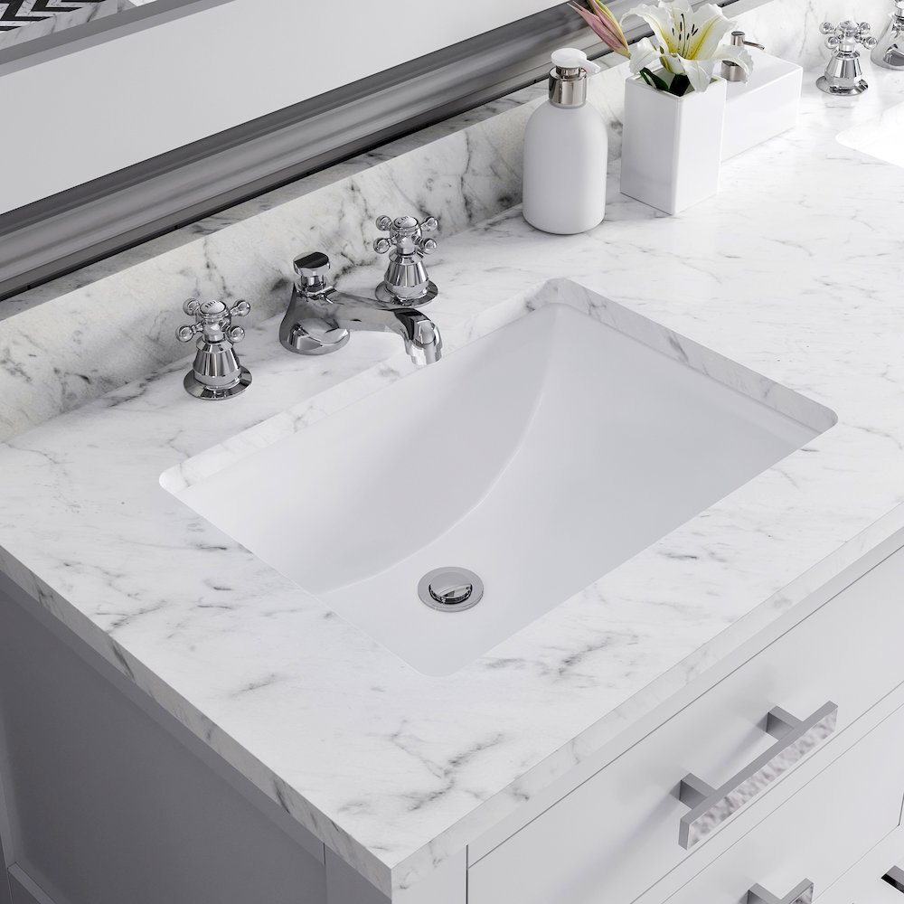 Madalyn 60 In. Double Sink Carrara White Marble Countertop Bath Vanity. Picture 5