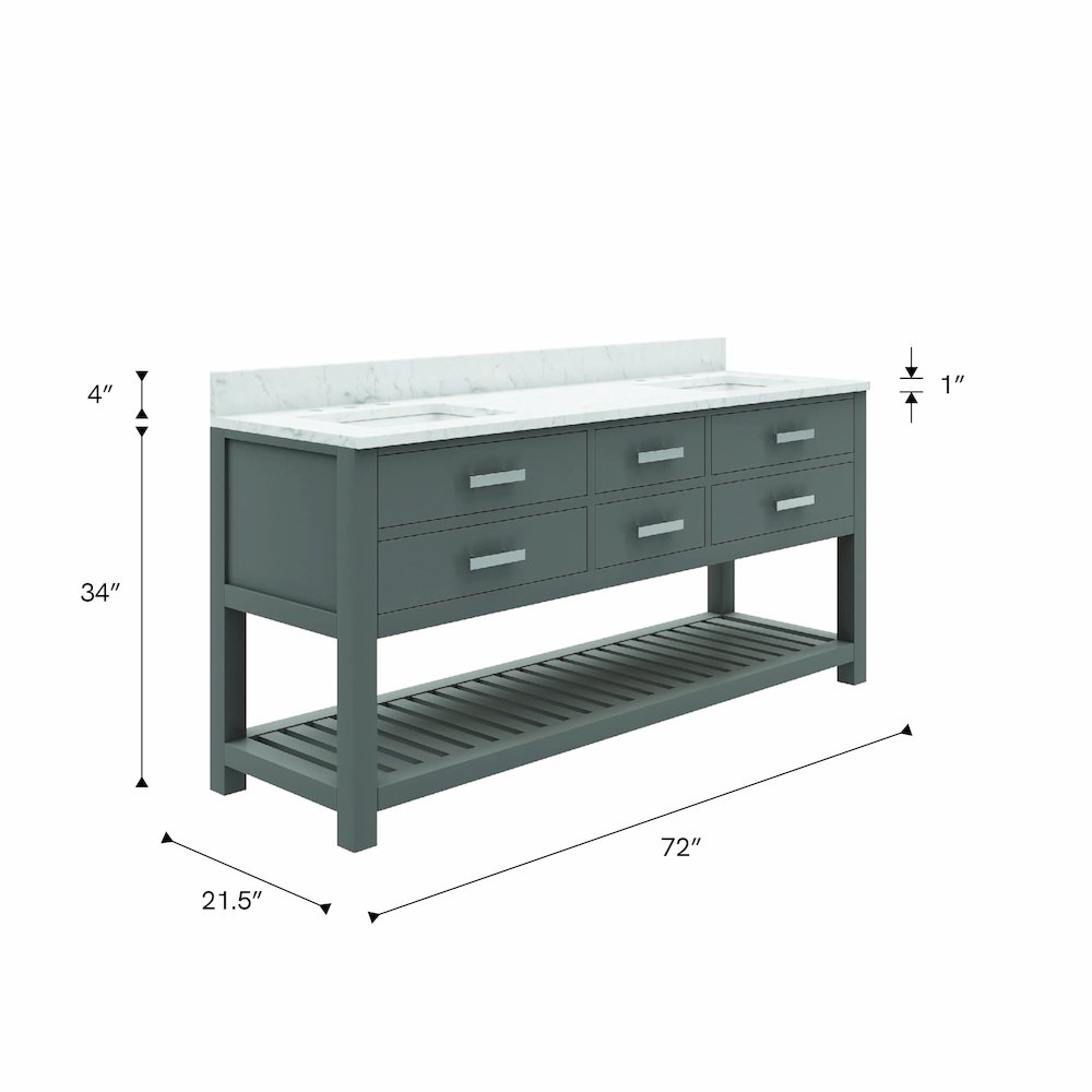 Madalyn 72 In. Double Sink Carrara White Marble Countertop Bath Vanity. Picture 8
