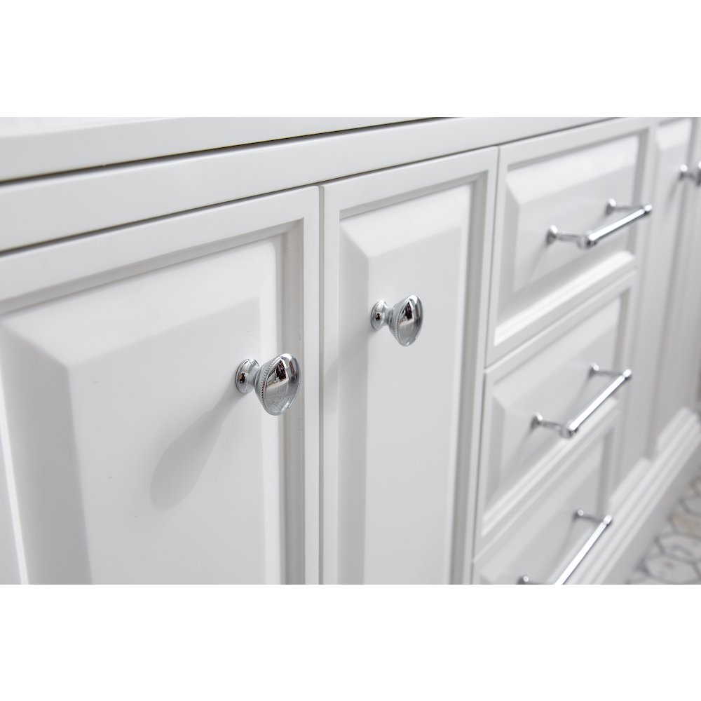 Palace 60 In. Double Sink Carrara Quartz Countertop Bath Vanity in Pure White. Picture 8