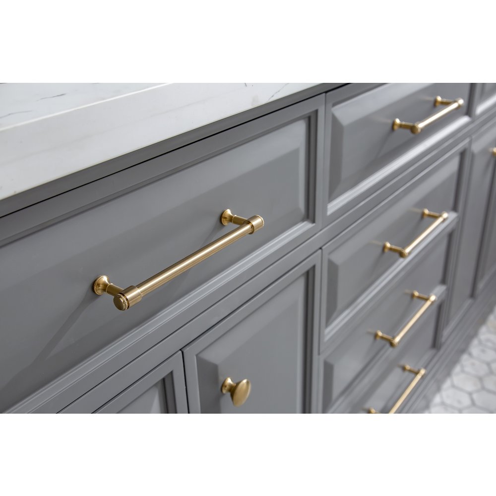 Palace 72 In. Double Sink Carrara Quartz Countertop Bath Vanity in Cashmere Grey. Picture 7