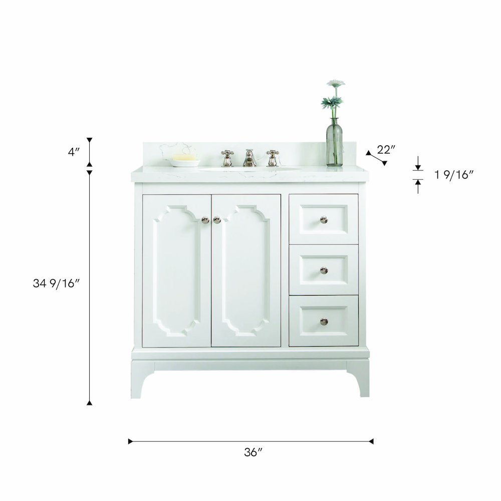 Queen 36 In. Single Sink Sink Carrara Quartz Countertop Bath Vanity. Picture 5