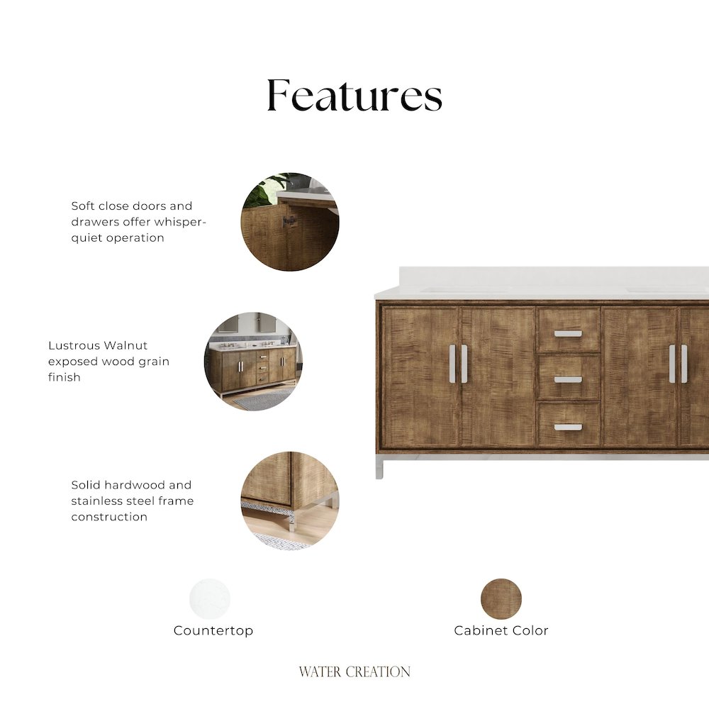 Westin 72 In. Double sink Whitebrook Quartz Countertop Bath Vanity. Picture 16