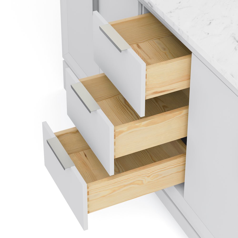 72 In. Double Sink Carrara White Marble Countertop Bath Vanity In Pure White. Picture 5