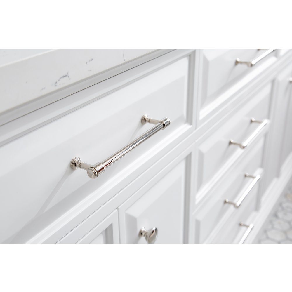 Palace 72 In. Double Sink Carrara Quartz Countertop Bath Vanity in Pure White. Picture 9