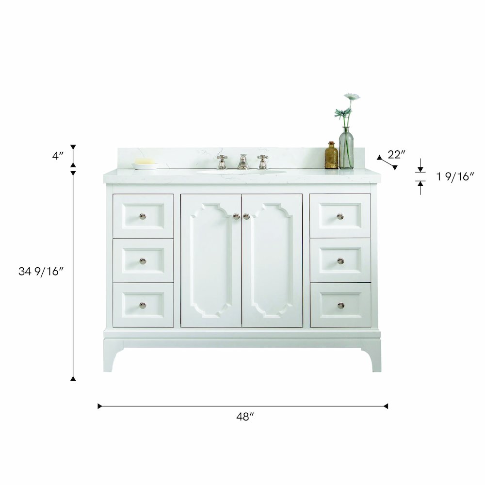 Queen 48 In. Single Sink Sink Carrara Quartz Countertop Bath Vanity. Picture 5