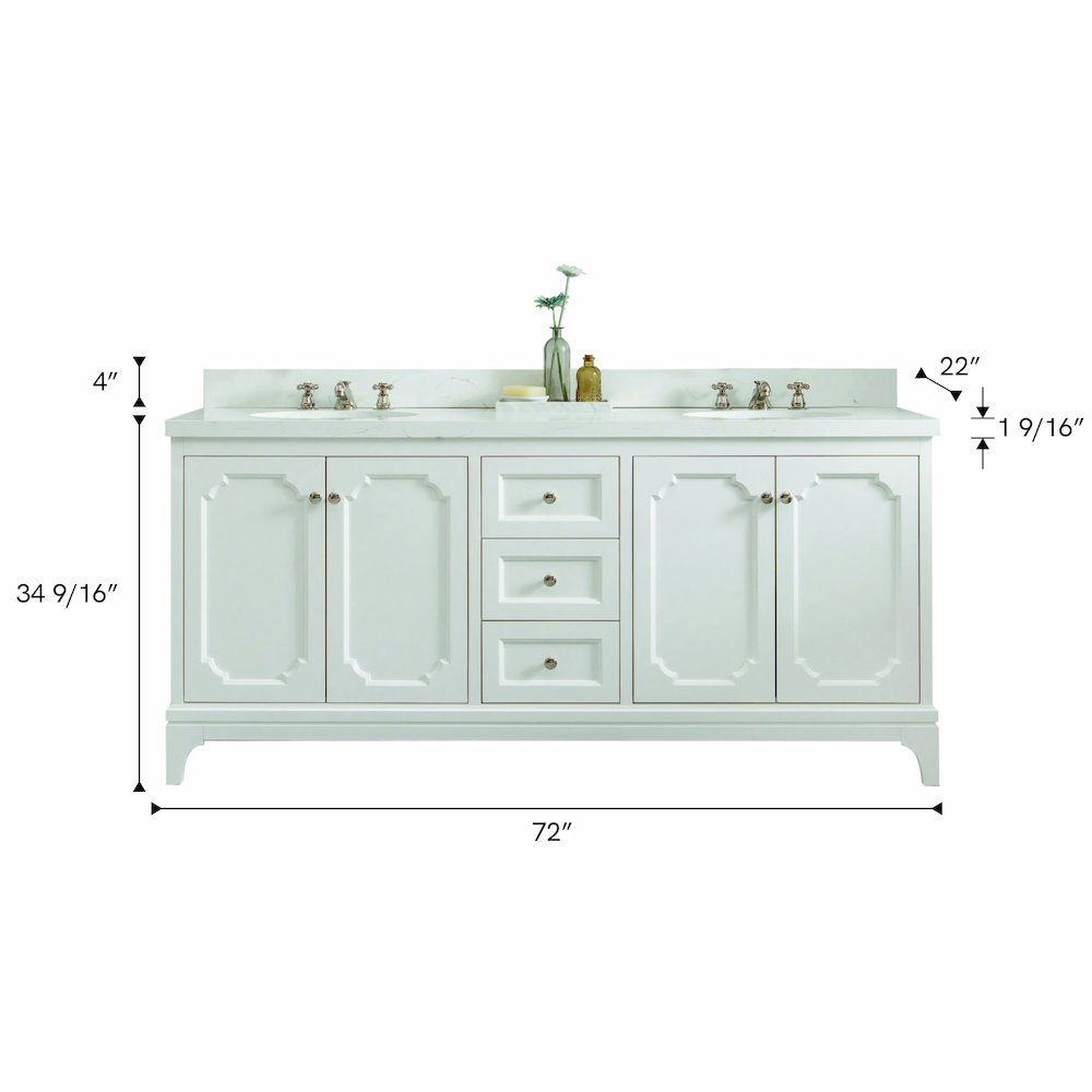 Queen 72 In. Double Sink Sink Carrara Quartz Countertop Bath Vanity. Picture 5