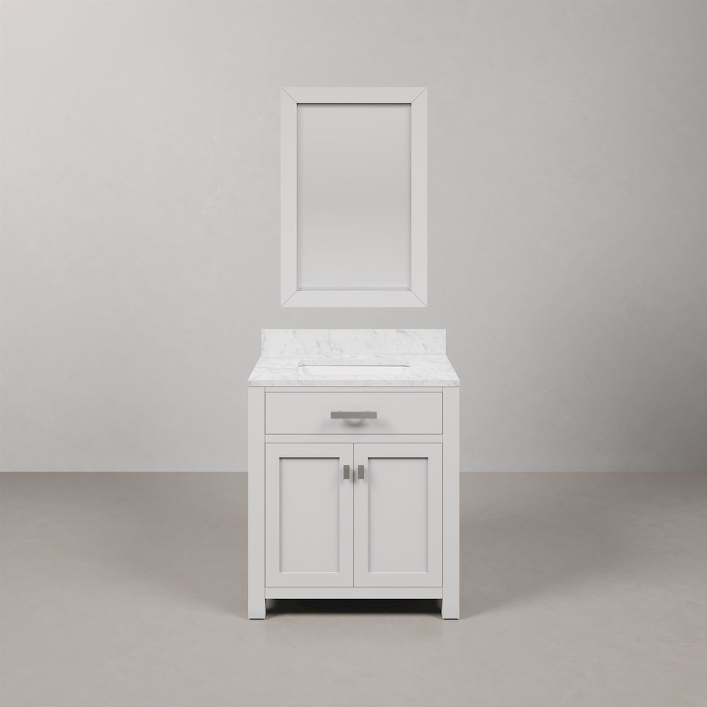 Madison 30 In. Single Sink Carrara White Marble Countertop Bath Vanity. Picture 1