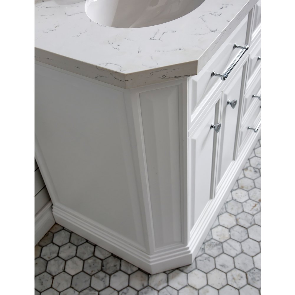 Palace 60 In. Double Sink Carrara Quartz Countertop Bath Vanity in Pure White. Picture 11