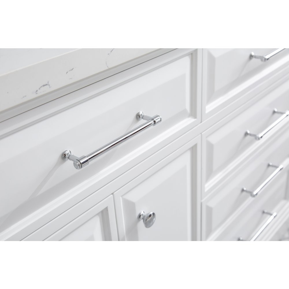 Palace 72 In. Double Sink Carrara Quartz Countertop Bath Vanity in Pure White. Picture 9