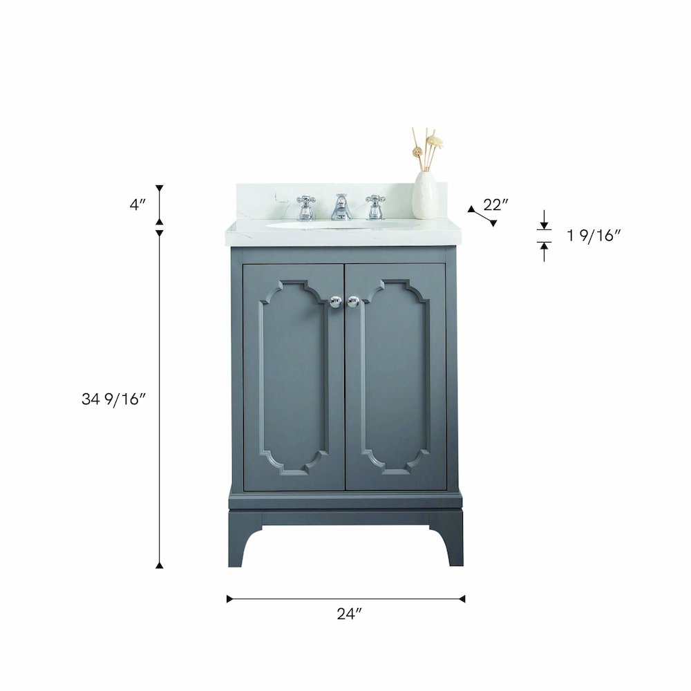 Queen 24 In. Single Sink Sink Carrara Quartz Countertop Bath Vanity. Picture 5