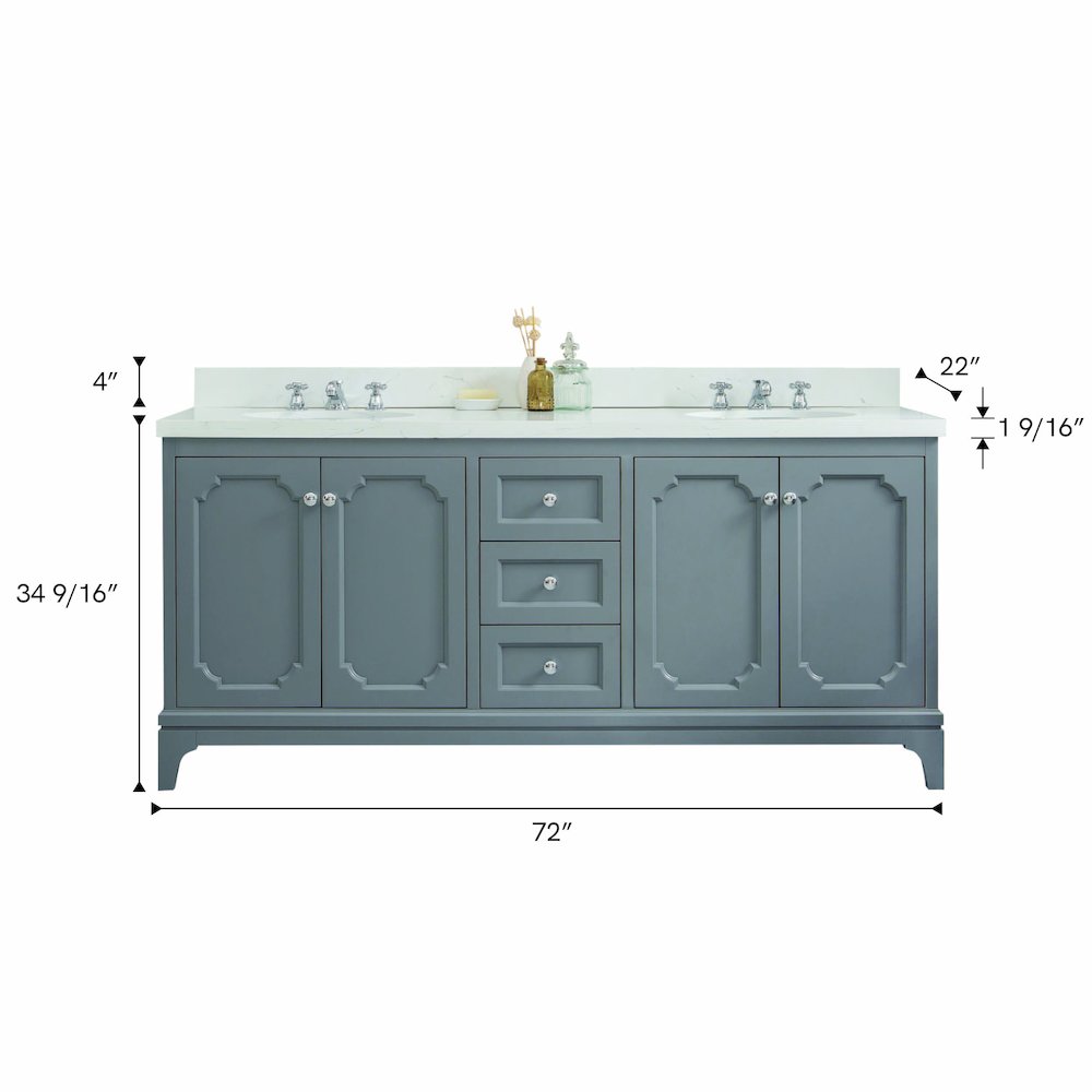 Queen 72 In. Double Sink Sink Carrara Quartz Countertop Bath Vanity. Picture 5