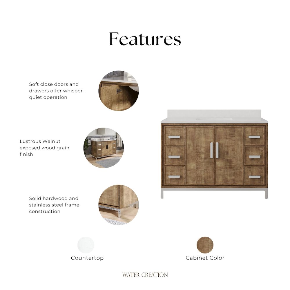 Westin 48 In. Single sink Whitebrook Quartz Countertop Bath Vanity. Picture 16