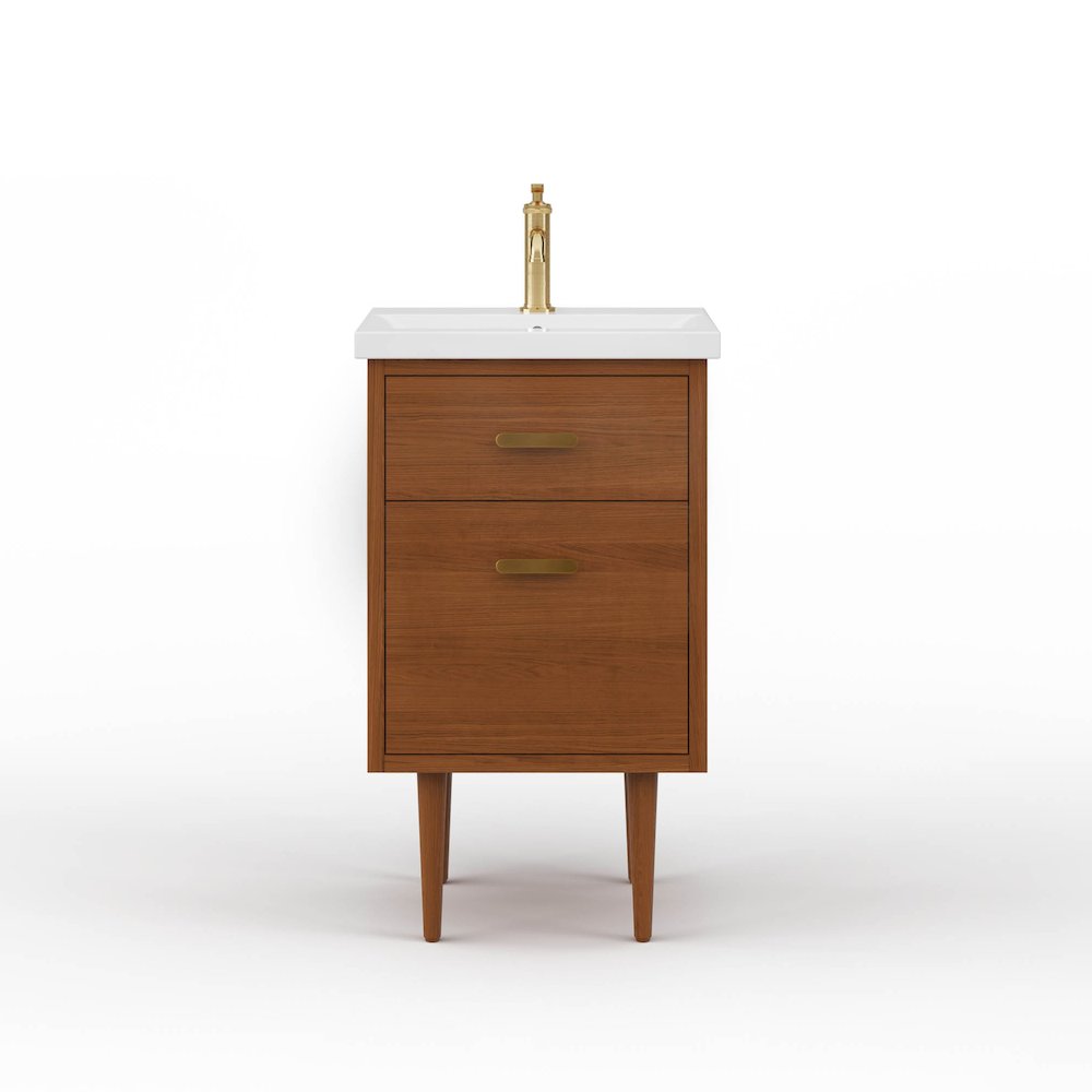 20 In. Integrated Ceramic Sink Top Vanity in Honey Walnut. Picture 1