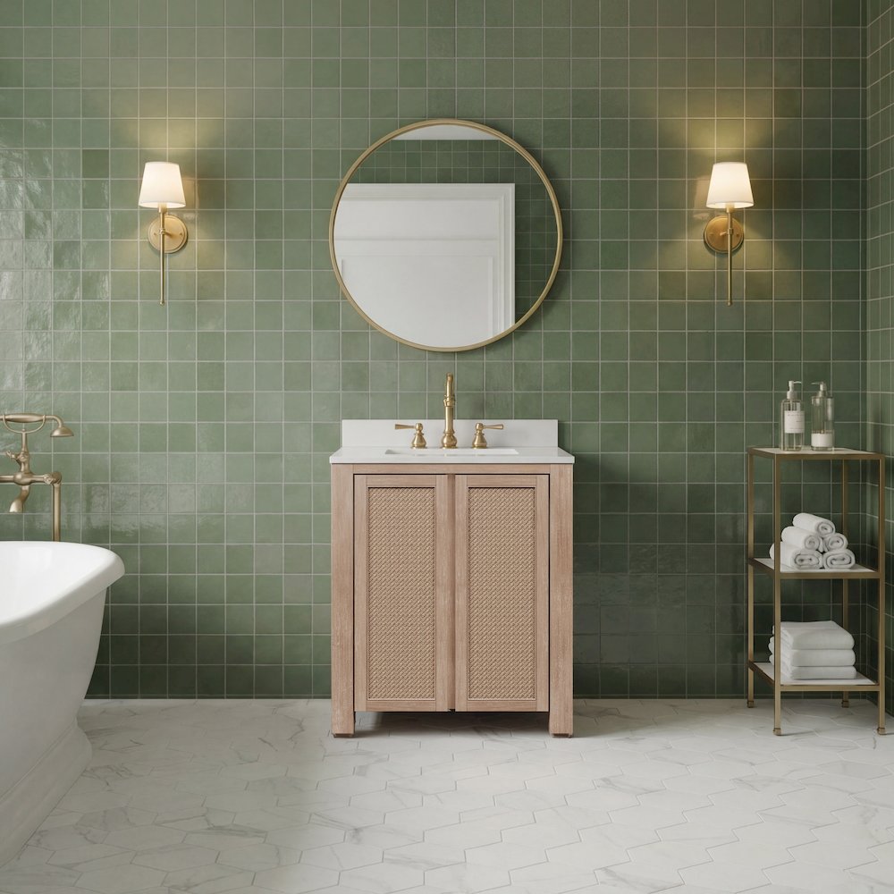Belmont 30 In. Single Sink Pre-Assembled Transitional Style Bathroom Vanity. Picture 1