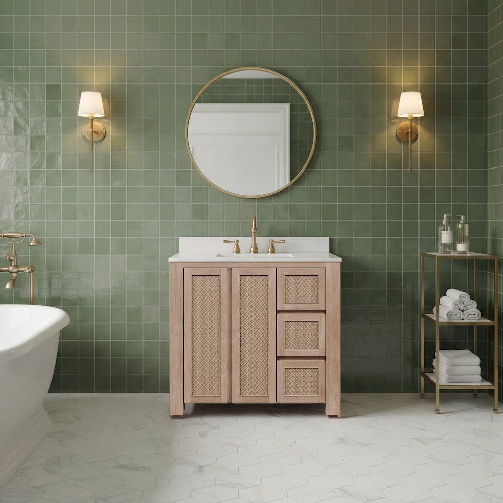 Belmont 36 In. Single Sink Pre-Assembled Transitional Style Bathroom Vanity. Picture 1