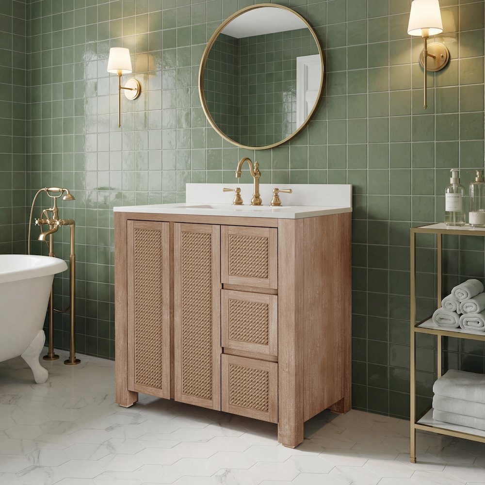 Belmont 36 In. Single Sink Pre-Assembled Transitional Style Bathroom Vanity. Picture 6