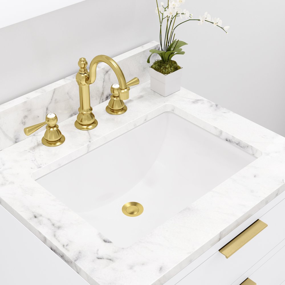 24 In. Single Sink Carrara White Marble Countertop Bath Vanity in Pure White. Picture 7
