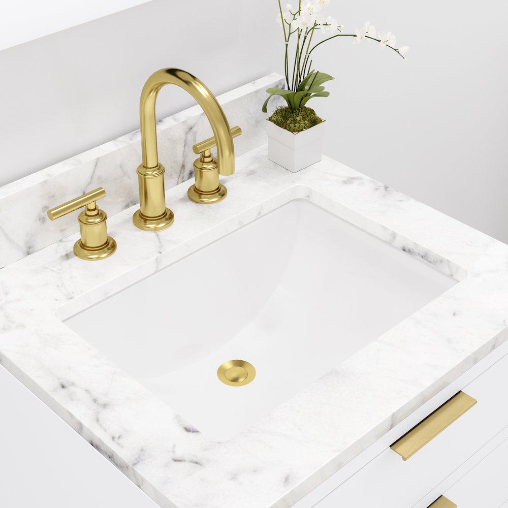 24 In. Single Sink Carrara White Marble Countertop Bath Vanity in Pure White. Picture 7