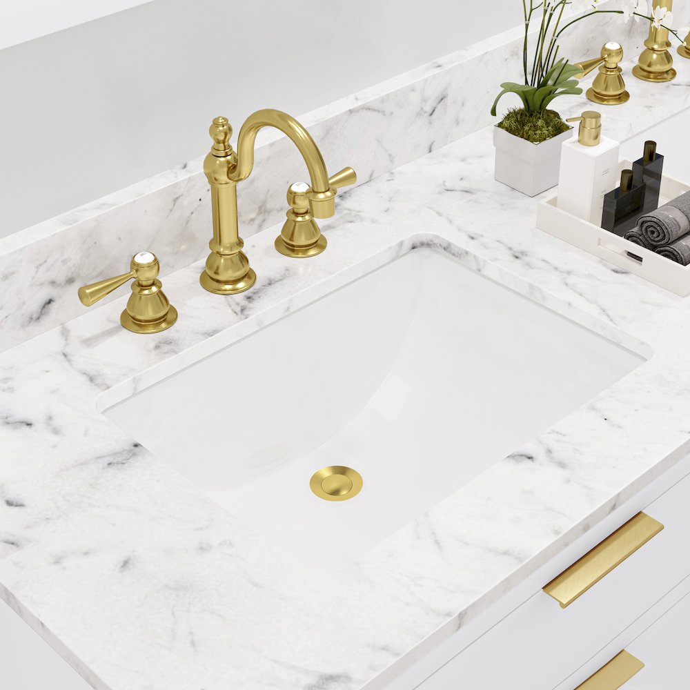 60 In. Double Sink Carrara White Marble Countertop Bath Vanity in Pure White. Picture 7