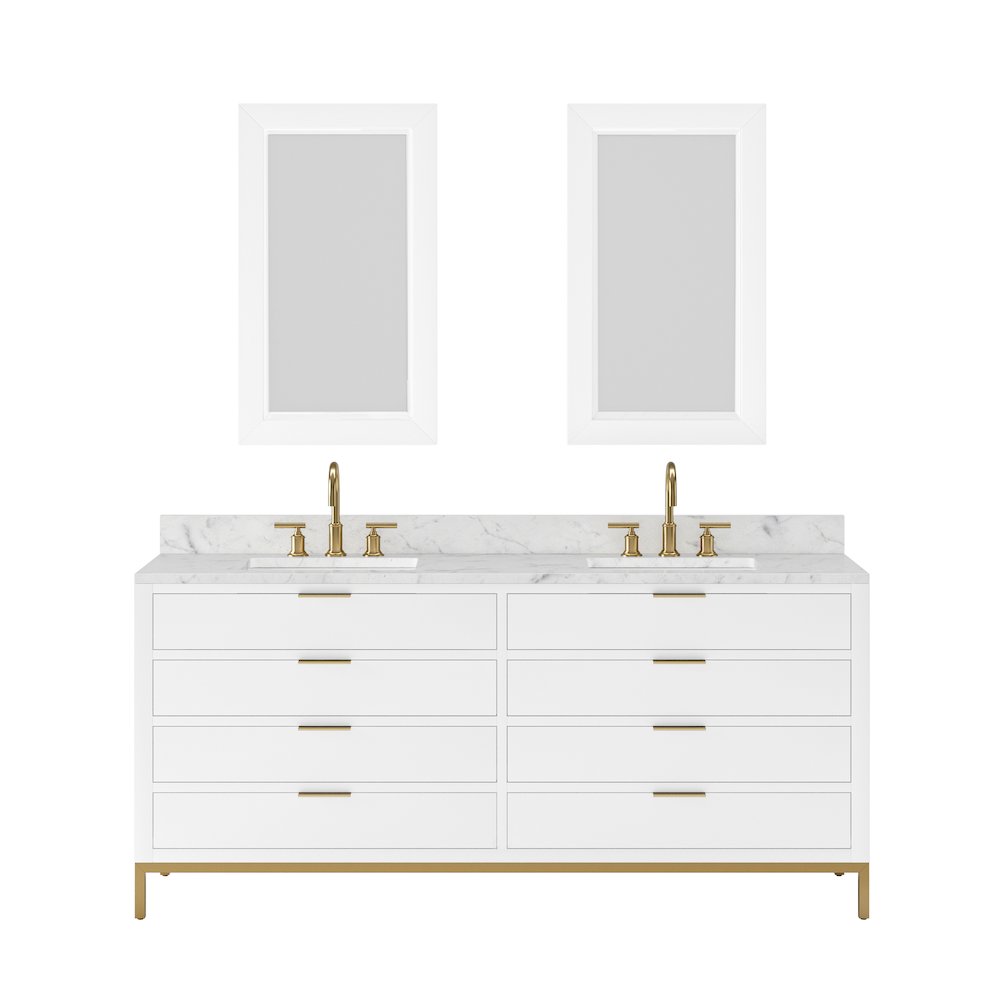 72 In. Double Sink Carrara White Marble Countertop Bath Vanity in Pure White. Picture 2