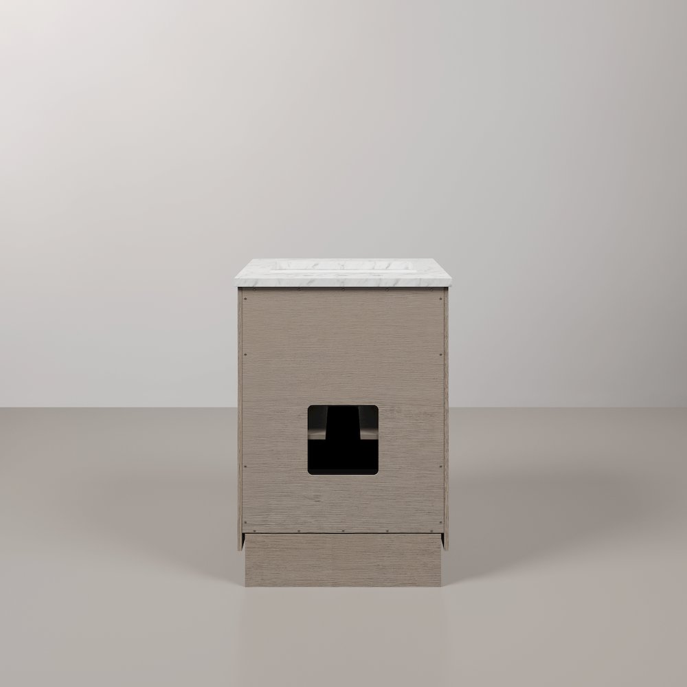 24 In. Single Sink Carrara White Marble Countertop Bath Vanity In Grey Oak. Picture 7