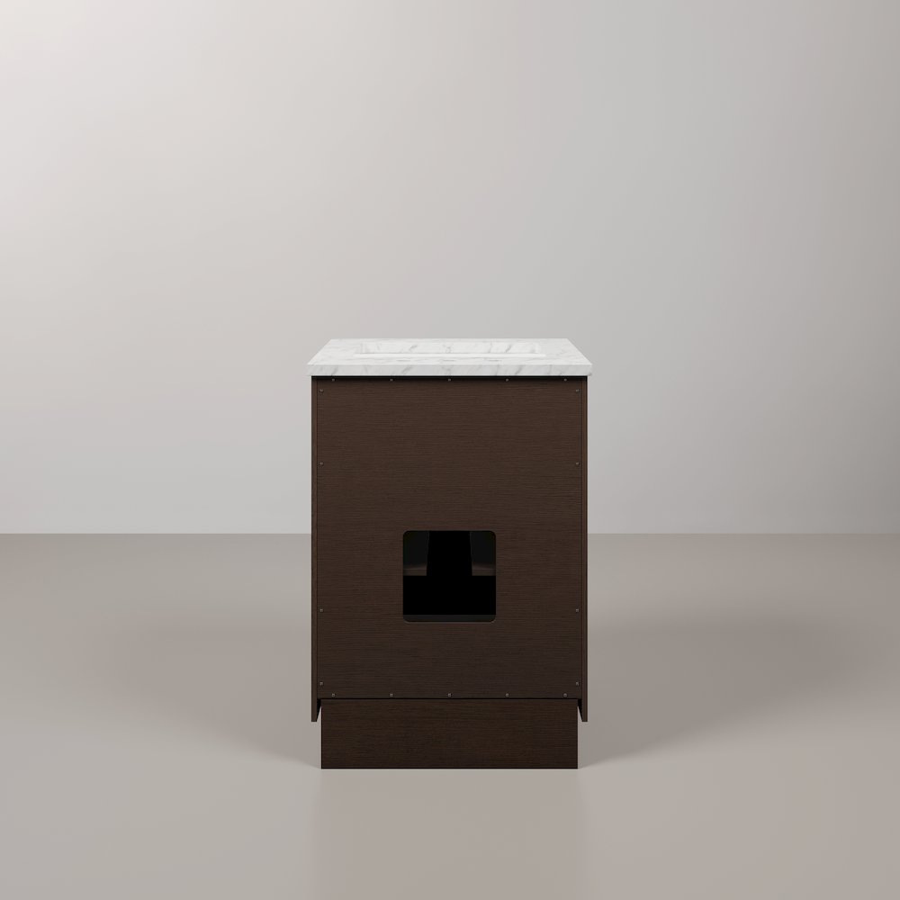 24 In. Single Sink Carrara White Marble Countertop Bath Vanity In Brown Oak. Picture 7
