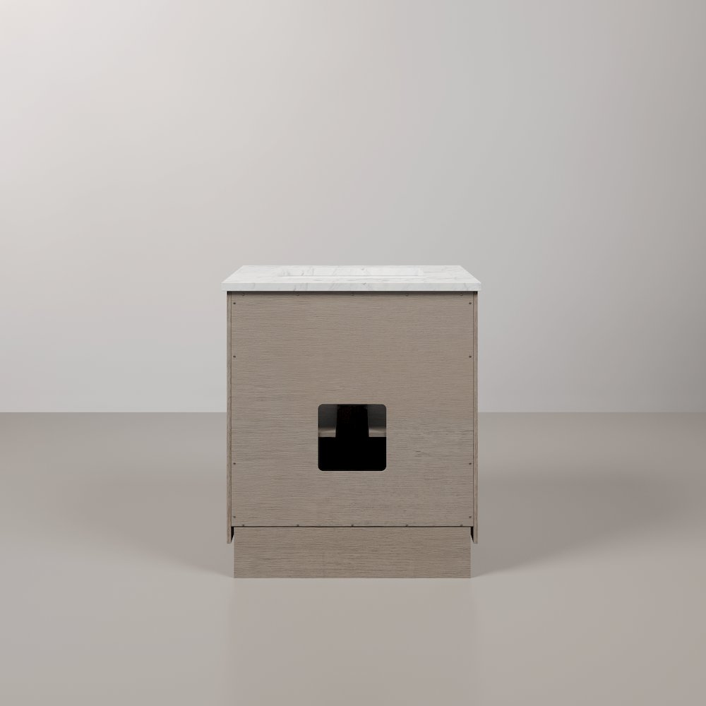 30 In. Single Sink Carrara White Marble Countertop Bath Vanity In Grey Oak. Picture 7