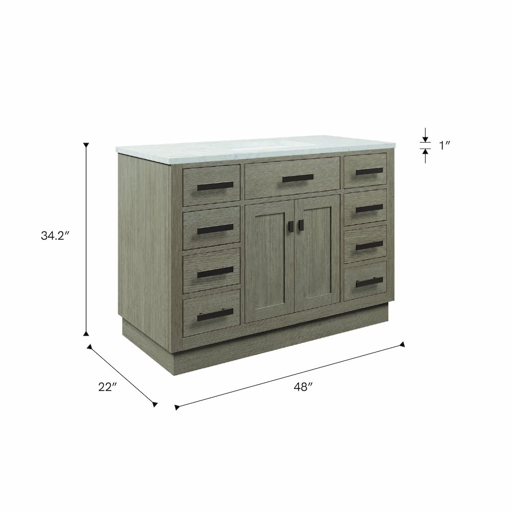 48 In. Single Sink Carrara White Marble Countertop Bath Vanity In Grey Oak. Picture 11