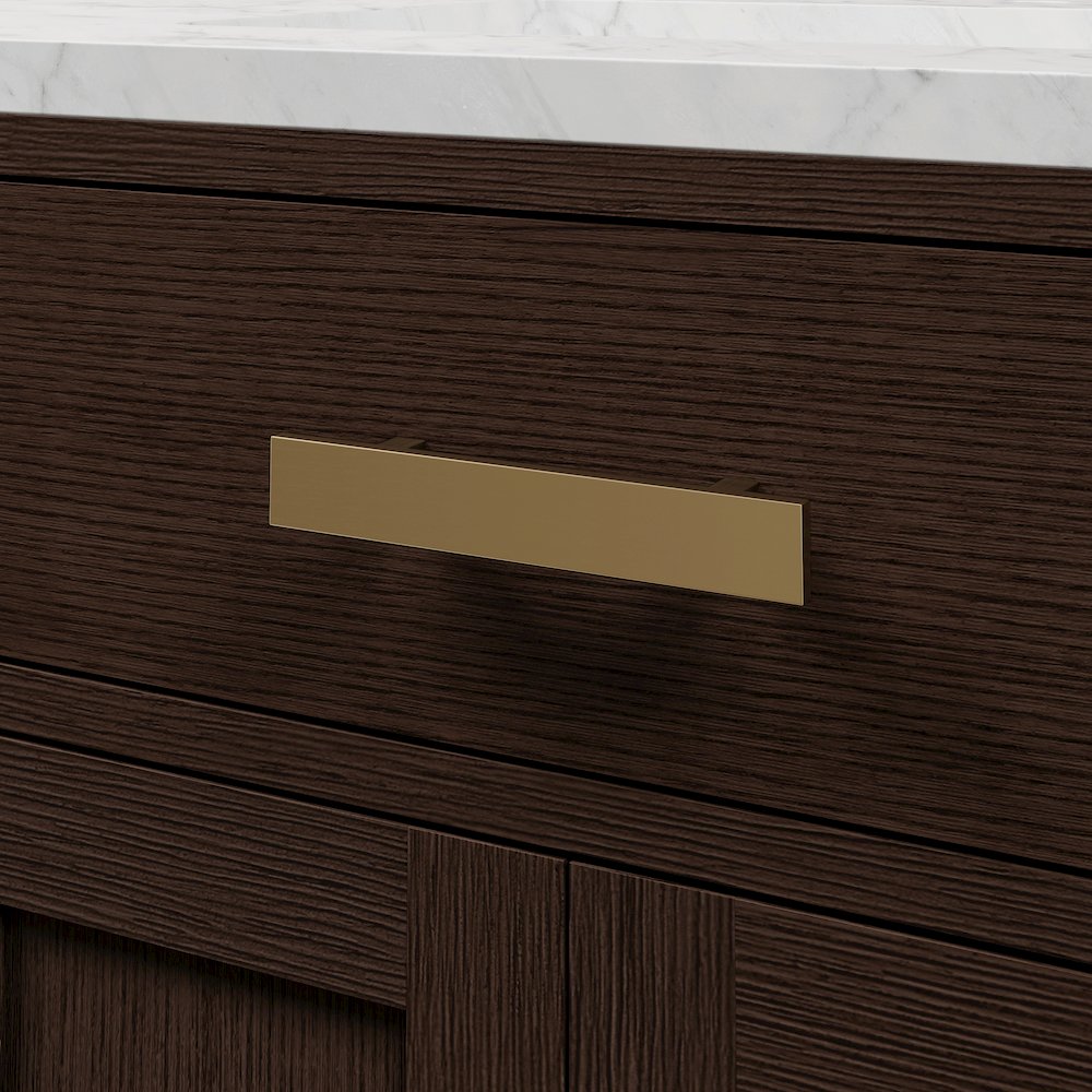 60 In. Double Sink Carrara White Marble Countertop Bath Vanity In Brown Oak. Picture 4