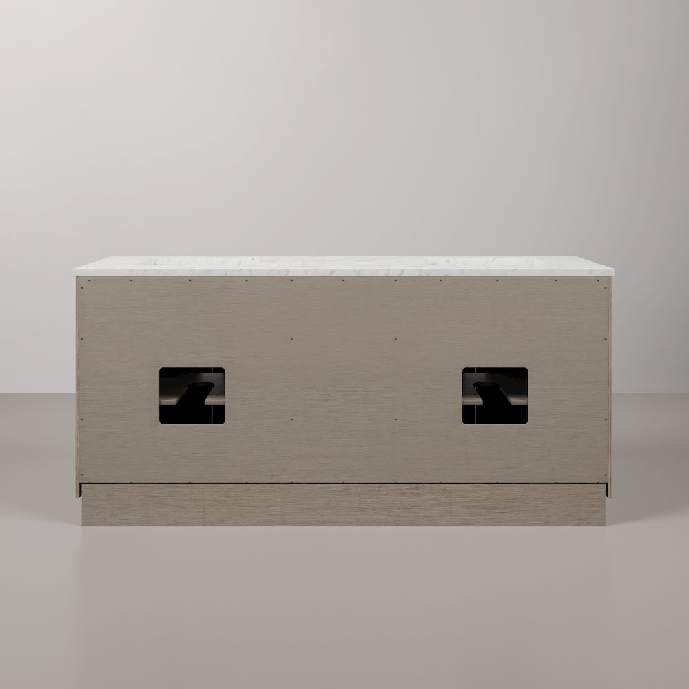72 In. Double Sink Carrara White Marble Countertop Bath Vanity In Grey Oak. Picture 8