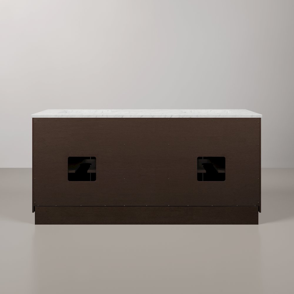 72 In. Double Sink Carrara White Marble Countertop Bath Vanity In Brown Oak. Picture 8