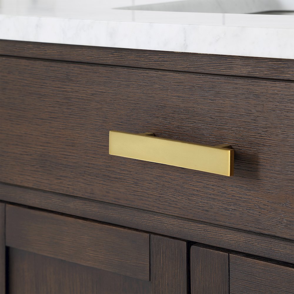 72 In. Double Sink Carrara White Marble Countertop Bath Vanity In Brown Oak. Picture 7