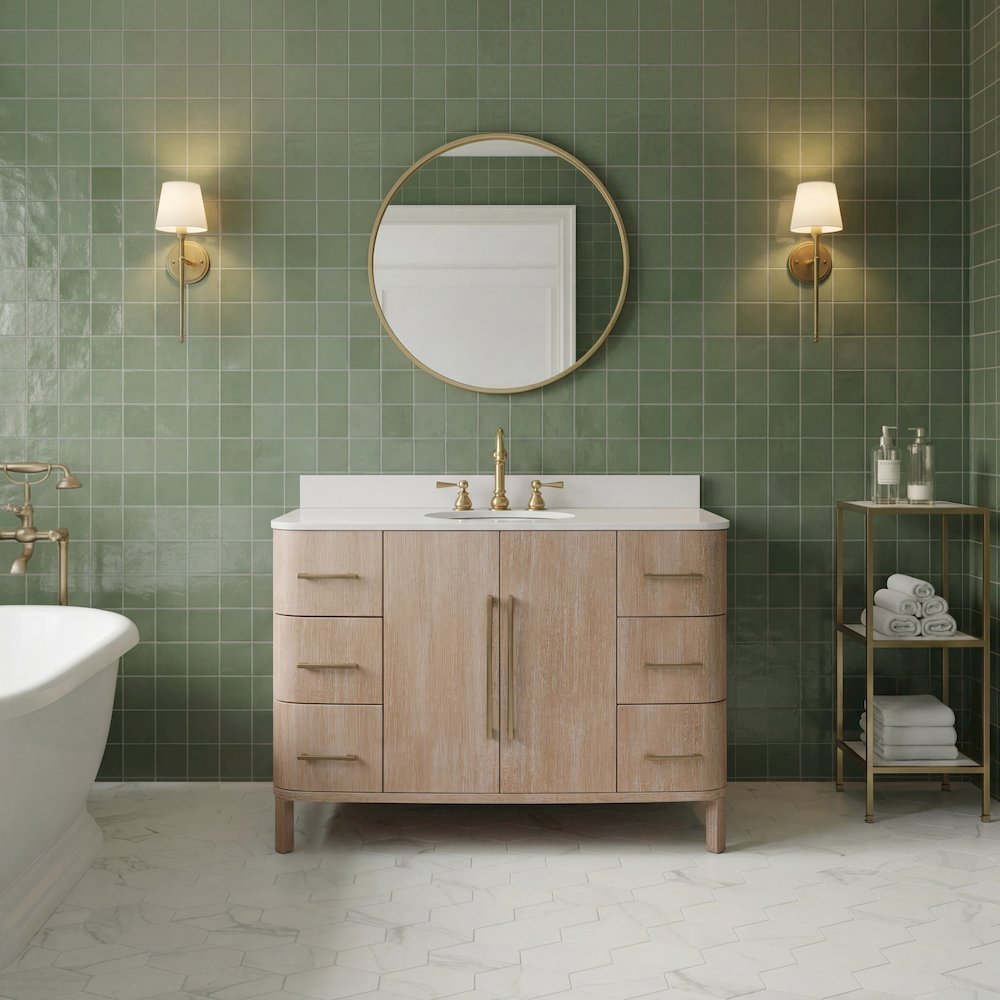 Cirilla 48 In. Single Sink Pre-Assembled Transitional Style Bathroom Vanity. Picture 1
