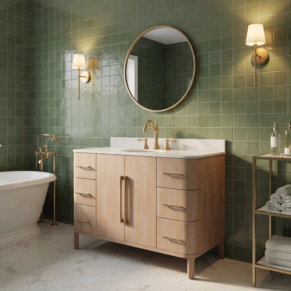 Cirilla 48 In. Single Sink Pre-Assembled Transitional Style Bathroom Vanity. Picture 8