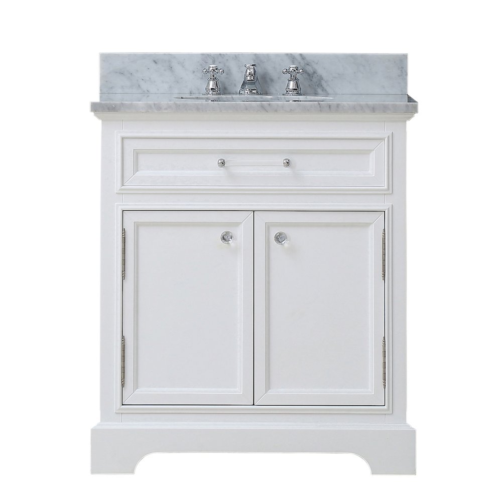 24 In. Single Sink Carrara White Marble Countertop Bath Vanity In Pure White. Picture 1