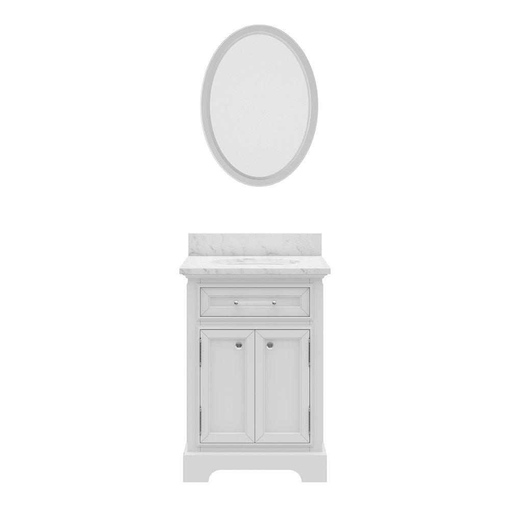 24 In. Single Sink Carrara White Marble Countertop Bath Vanity In Pure White. Picture 1