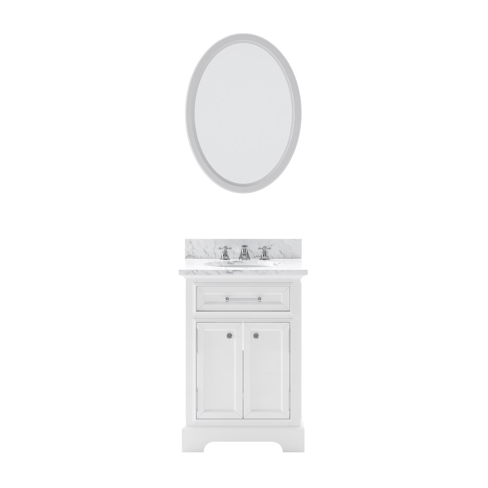 24 In. Single Sink Carrara White Marble Countertop Bath Vanity In Pure White. Picture 1