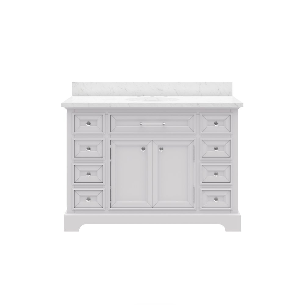 48 In. Single Sink Carrara White Marble Countertop Bath Vanity In Pure White. Picture 1