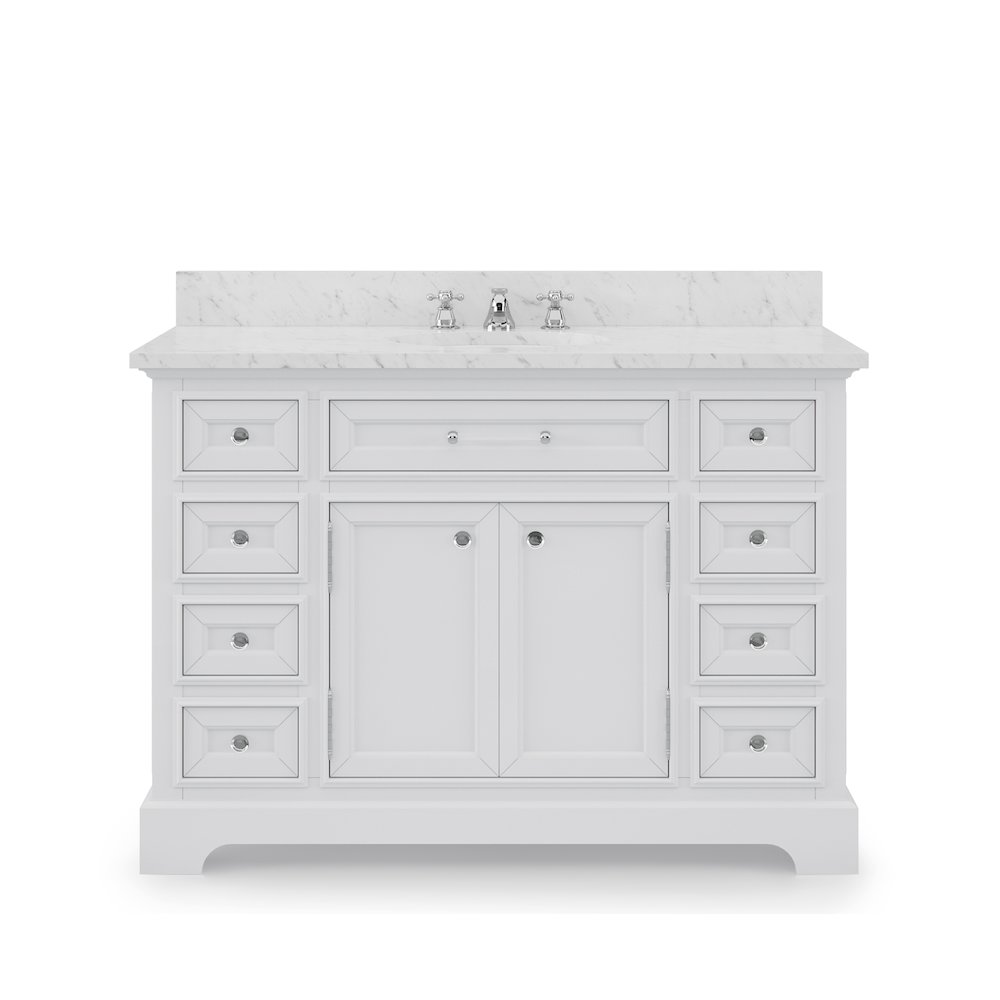 48 In. Single Sink Carrara White Marble Countertop Bath Vanity In Pure White. Picture 1