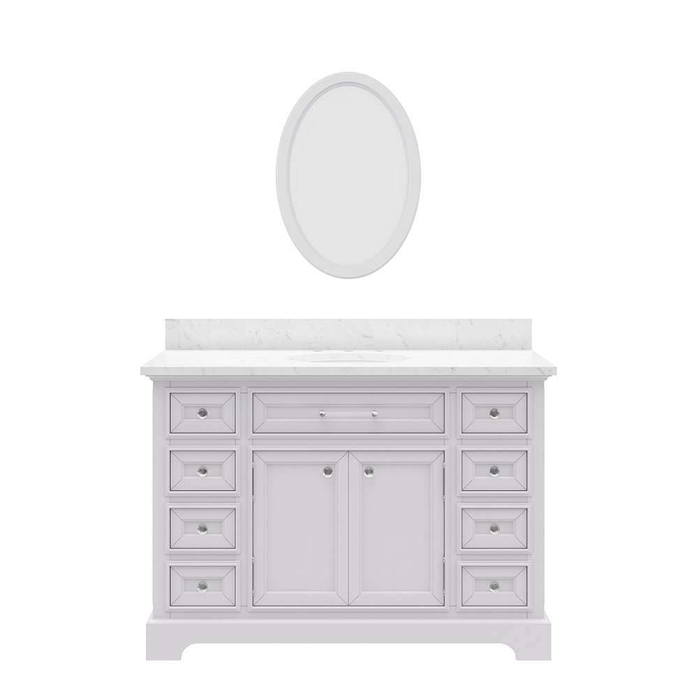 48 In. Single Sink Carrara White Marble Countertop Bath Vanity In Pure White. Picture 1